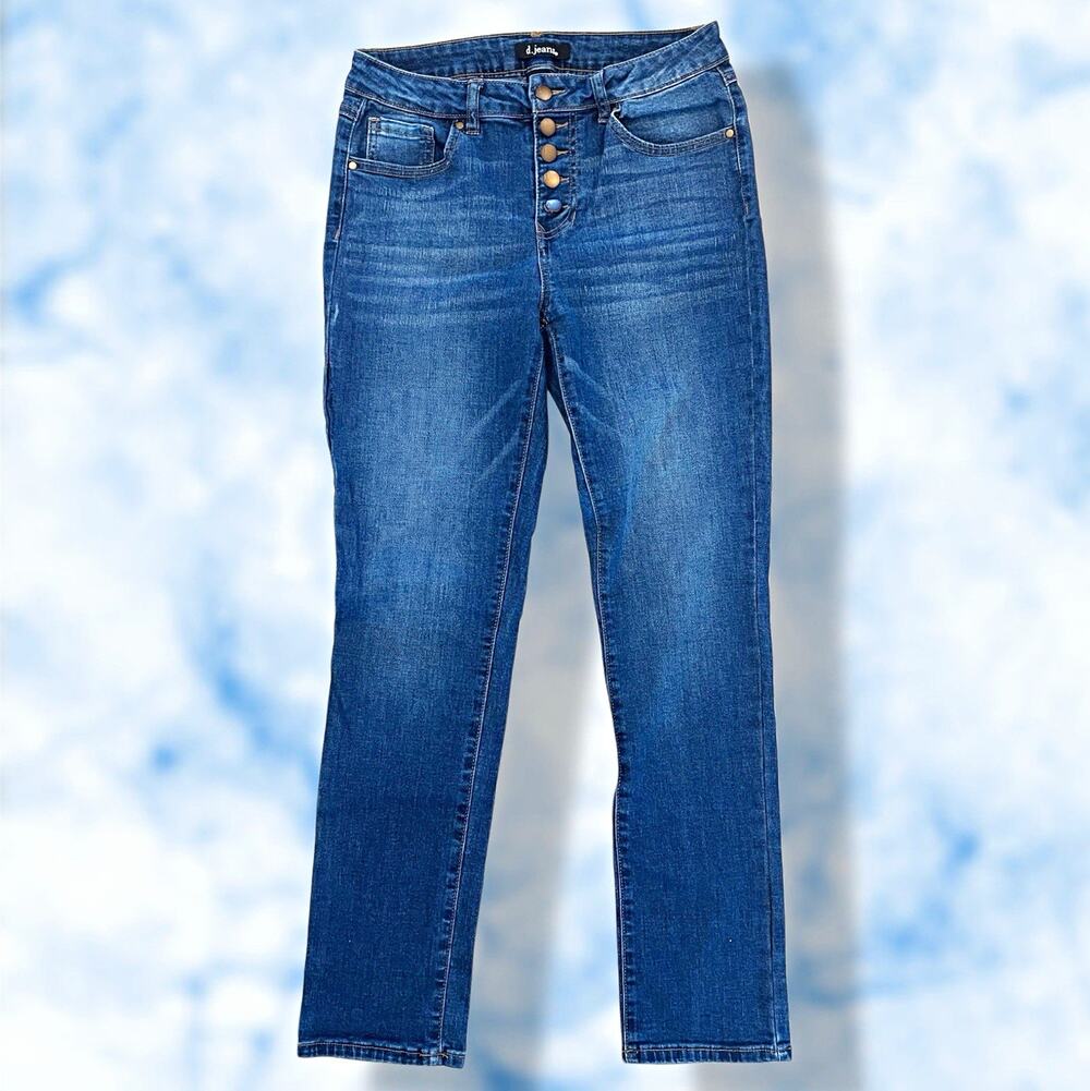 d.jeans Women's High Rise Button Fly Straight Leg Stretch Denim Jeans s8